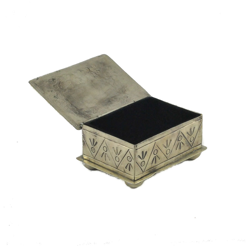 Small Stamped Box With Turquoise Stone By J. Alexander Rustic Silver