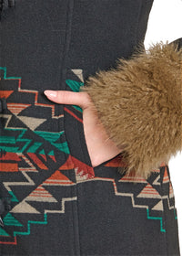 Panhandle Slim Women's Aztec Jacquard Fur Trim Coat