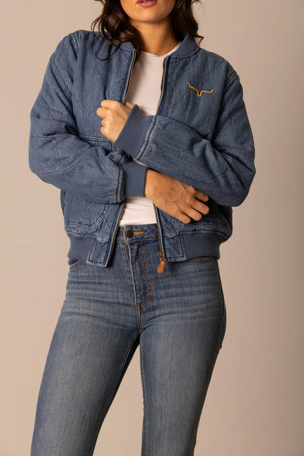 Kimes Ranch Women's Marinos Bomber Jacket in Light Denim