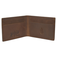 Red Dirt Hat Co. Logo Natural Brindle Hair On Leather Bifold Wallet