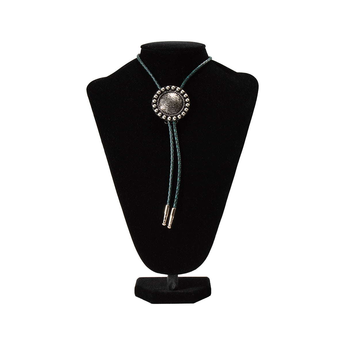 Double S Oval Floral Engraved Bolo Tie