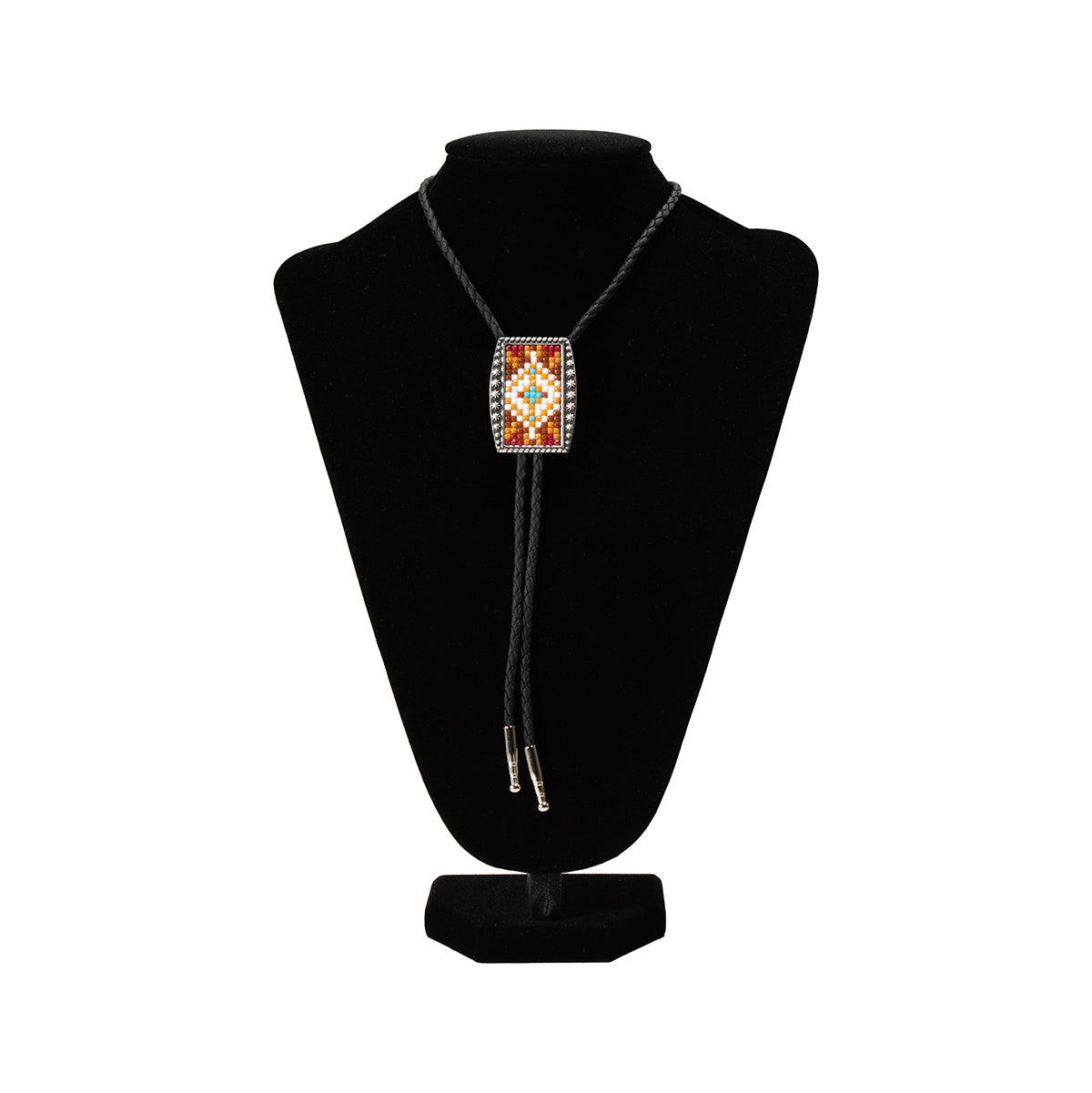 Double S Resin Bead Rectangle Bolo Tie