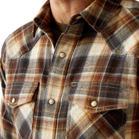 Ariat Men's Harford L/S Retro Fit Western Snap Shirt in Black Brown Plaid