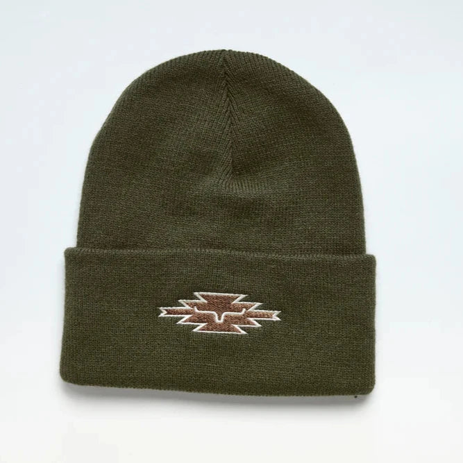 Kimes Ranch Aztec Logo Beanie in Moss Green