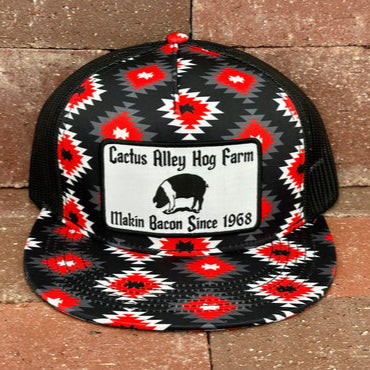 Cactus Alley Hat Co "Granddaddy" Trucker Cap in Red Aztec