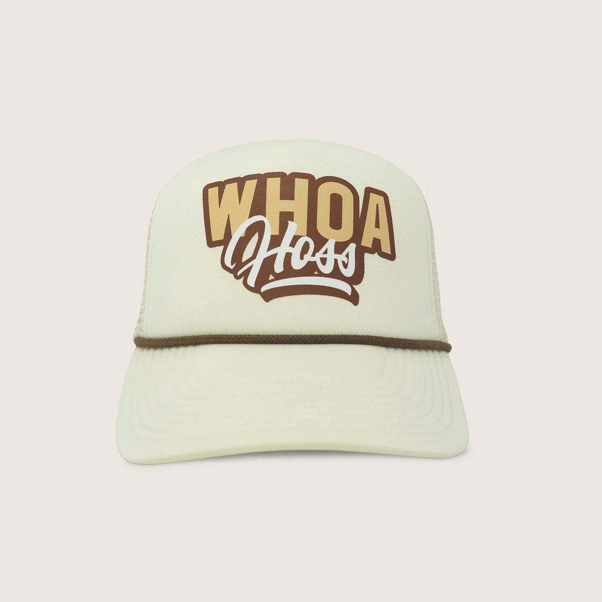 Cowboy Cool "Whoa Hoss" Foam Rope Trucker Hat in Ivory