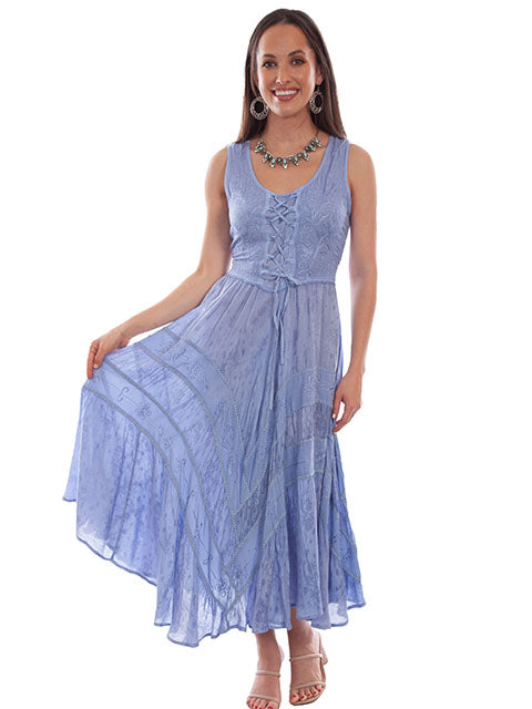 Scully Honey Creek Lace-Up Front Sleeveless Dress in Light Sky Blue
