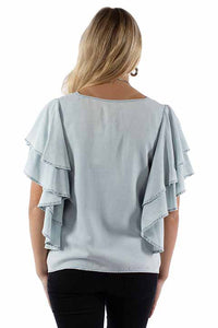Honey Creek by Scully Women's Cinched Front Blouse in Light Blue