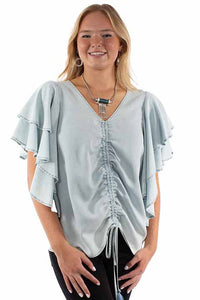 Honey Creek by Scully Women's Cinched Front Blouse in Light Blue