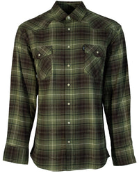 Hooey Men's Flannel Western Snap Shirt in Green & Brown