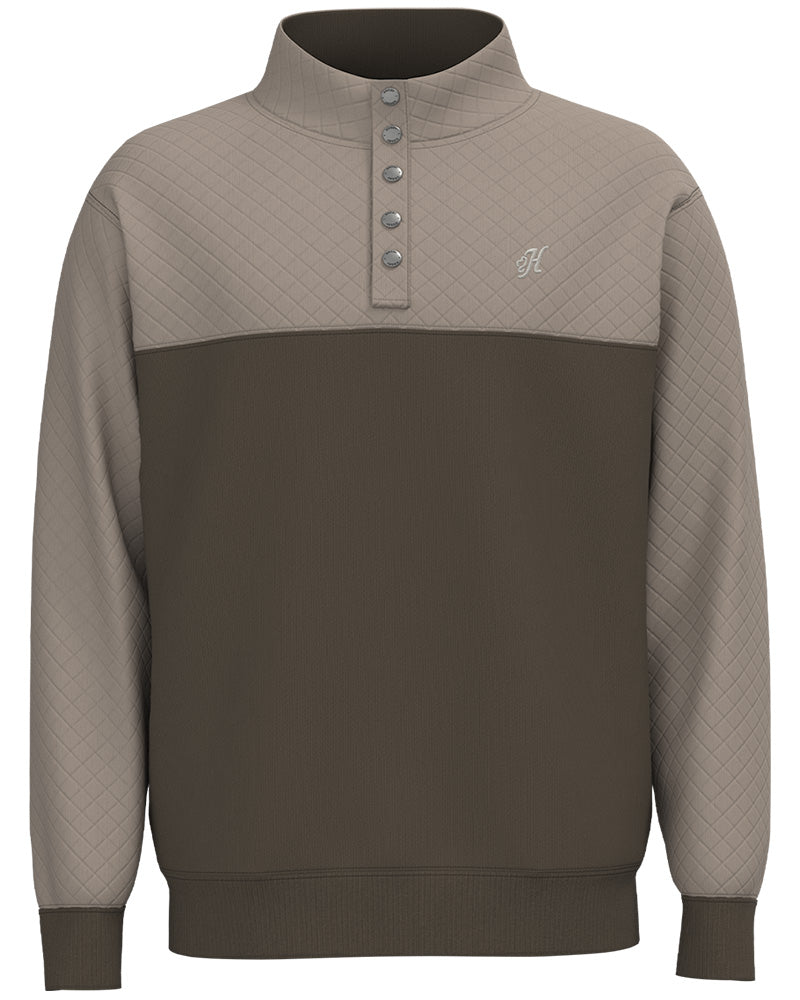 Hooey Men's "Stevie" 1/4 Snap Pullover Sweatshirt in Green & Tan