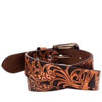 Hooey Men's "Gambler" Brown/Black Filigree Belt
