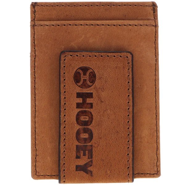 Hooey "Monterey" Brown Leather Aztec Embossed Print Money Clip Wallet