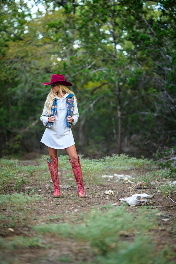 Hooey Women's Corpus Hoodie Dress in Heather Grey