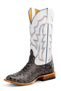 Horse Power Men's Grey Ostrich Print Western Boot