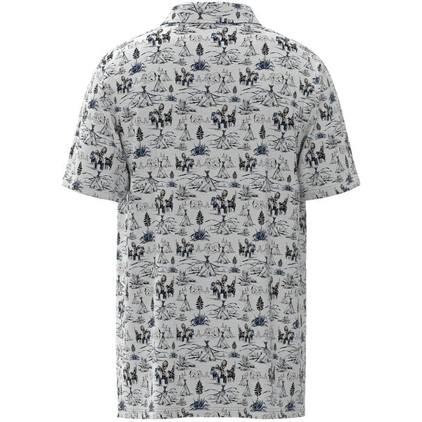 Hooey Men's "The Weekender" Short Sleeve Comanche Golf Polo in White