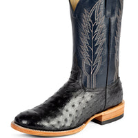 Horse Power Top Hand Black Full Quill Roper Toe Boot