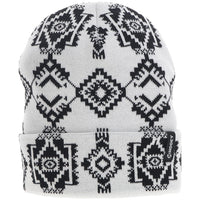 Hooey Aztec Beanie in White & Black