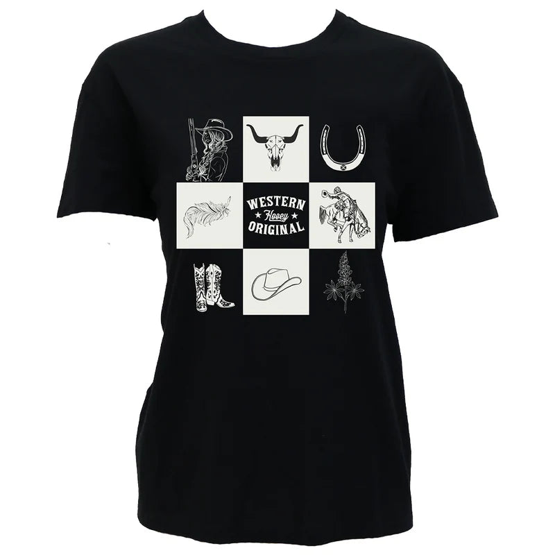 Hooey Women's S/S Cassidy Graphic Tee in Black