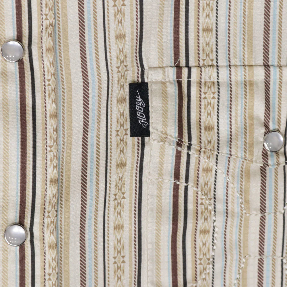 Hooey Men's Sol S/S Western Pearl Snap Shirt in Cream/Stripe