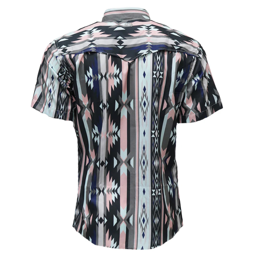 Hooey Men's Sol S/S Western Pearl Snap Shirt in Pink/Aztec