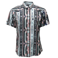Hooey Boy's S/S Sol Pearl Snap Shirt in Teal Aztec Pattern