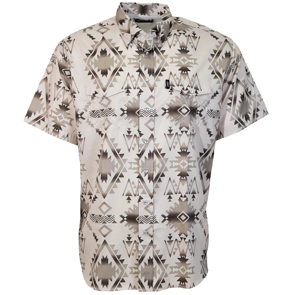 Hooey Men's Sol S/S Western Pearl Snap Shirt in Tan/Aztec