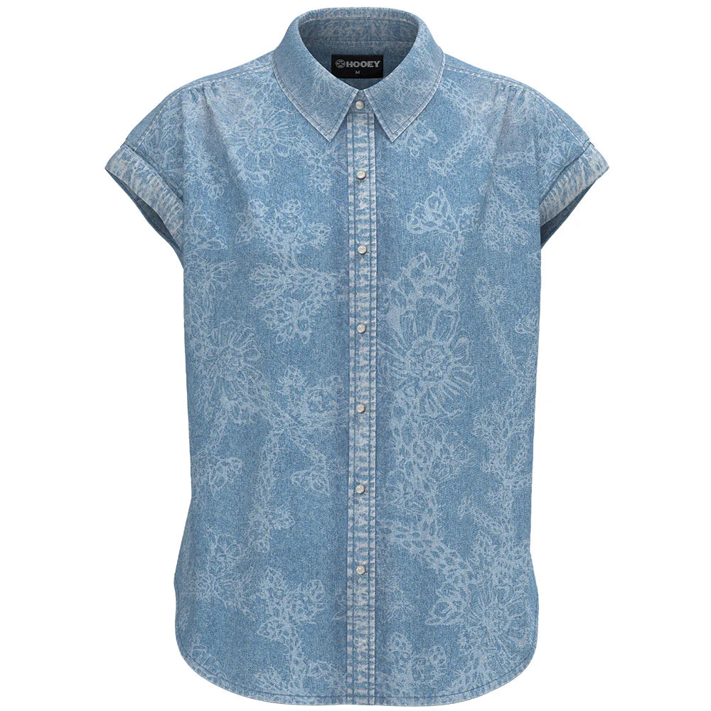 Hooey Women's Darlin' S/S Chambray Snap Shirt in Denim/Floral