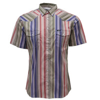Hooey Men's Maverick Short Sleeve Western Button Up in Tan/Multi-Stripes
