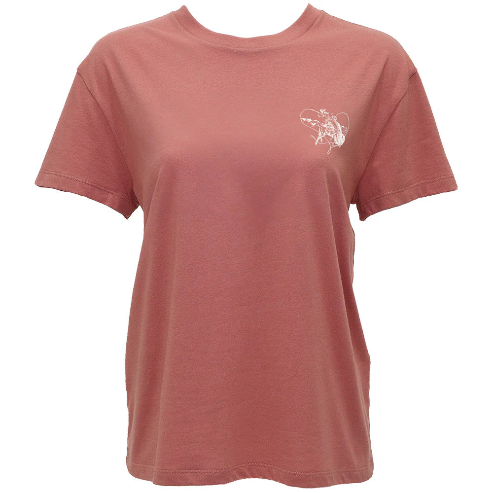 Hooey Women's S/S Buffalo Heart Graphic Tee in Light Mahogany