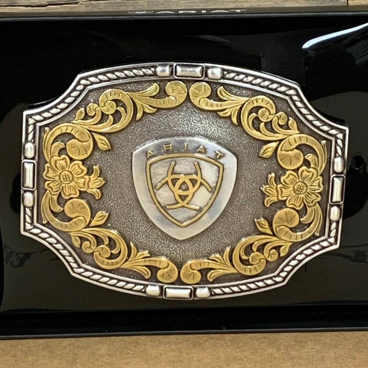 Ariat Rectangle Ariat Shield Logo Belt Buckle