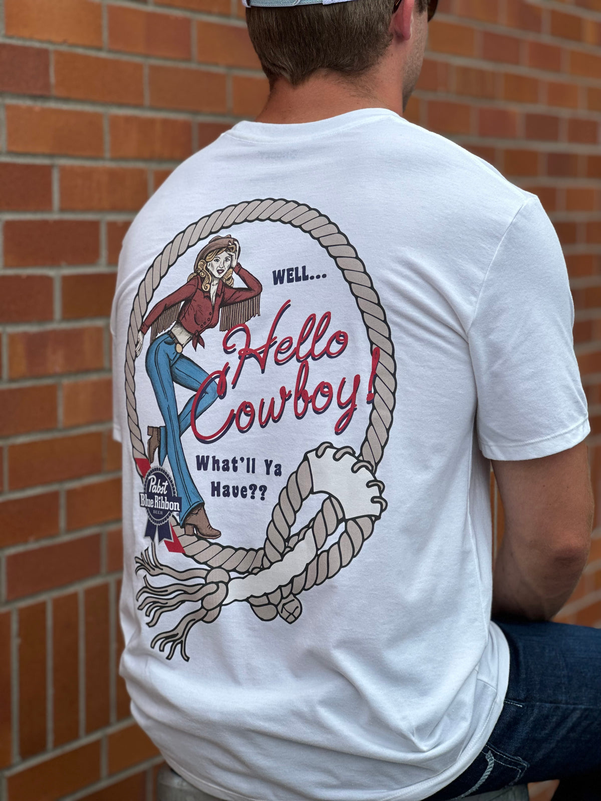 Hooey Men’s Pabst Blue Ribbon Graphic Tee in White