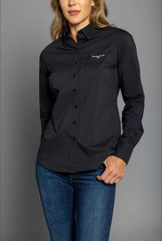 Kimes Ranch Women's Button Down Team Shirt in Black