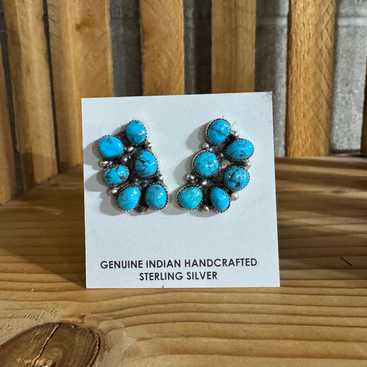 Donovan Nez Navajo Handmade Sterling Silver and Kingman Turquoise Earrings