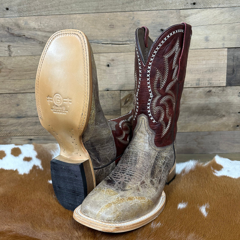 Circle G Men's Bone Embroidered Wide Square Toe Boot