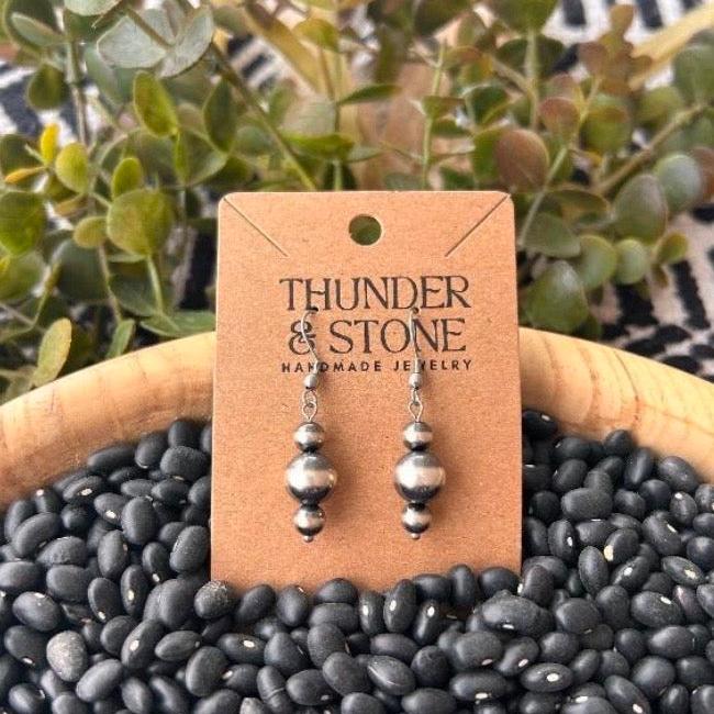 Thunder & Stone Sterling Silver Navajo Style Pearl Minimalist Dangle Earrings