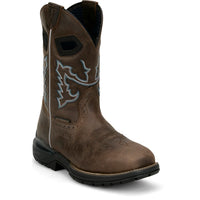 Justin Men's Apprentice 11" Square Toe Nano Composite Work Boot in Brown Water Buffalo