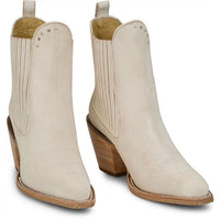 Justin Women's Hart 6" Snip Toe Leather Bootie in Vintage Ivory