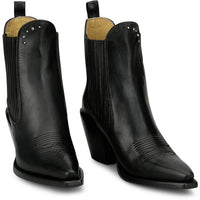 Justin Women's Hart 6" Snip Toe Leather Bootie in Black