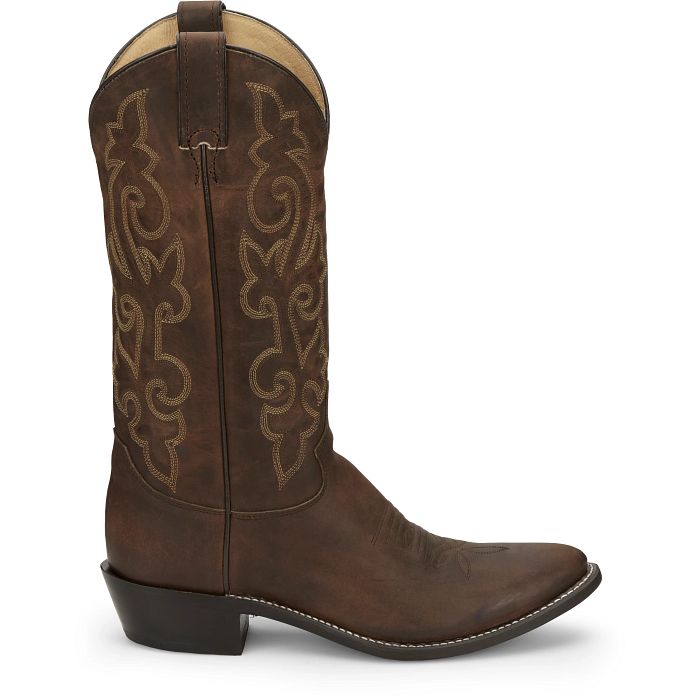 Justin Men's Buck Round Toe Western Boot in Bay Apache Cowhide