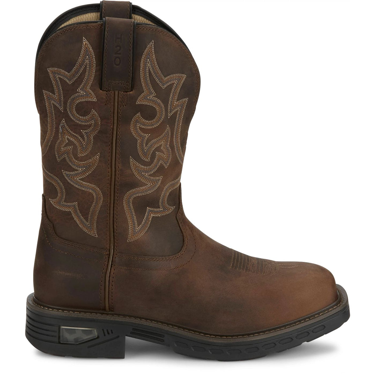 Justin Men's Rigman 11" Square Toe Nano Composite Work Boot in Brown Cowhide