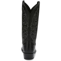 Justin Men's Buck Round Toe Western Boot in Black Cowhide