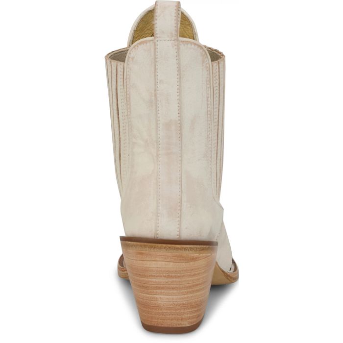 Justin Women's Hart 6" Snip Toe Leather Bootie in Vintage Ivory