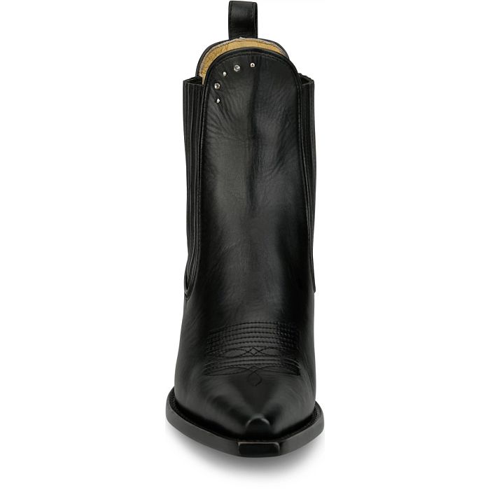 Justin Women's Hart 6" Snip Toe Leather Bootie in Black