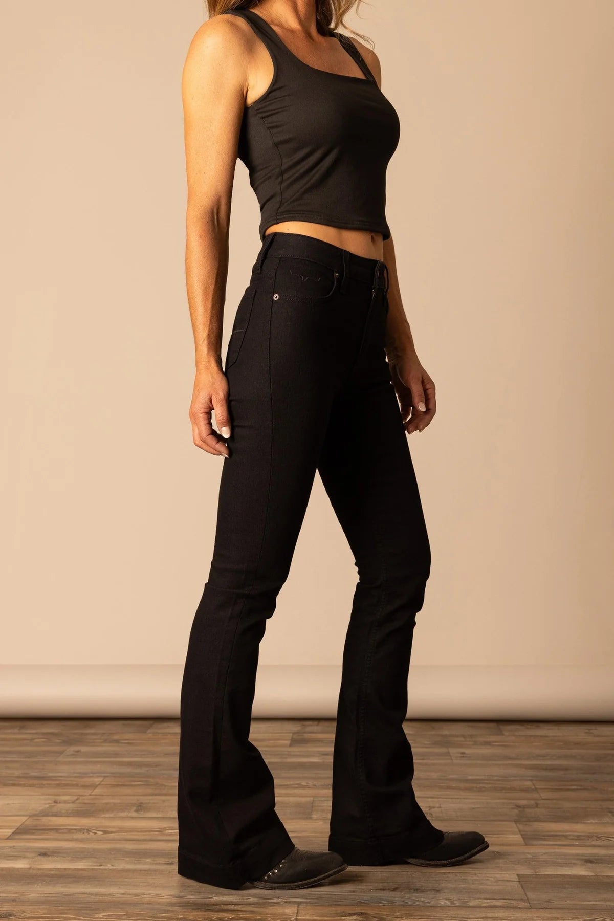Kimes Ranch Women's Jennifer Ultra High Rise Flare Jean in Black