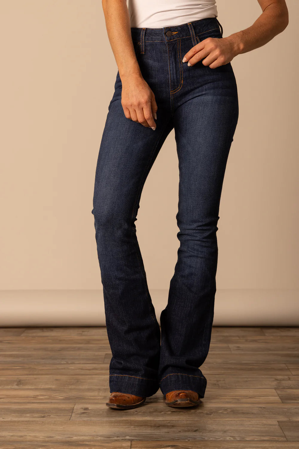 Kimes Ranch Women's Jennifer Dark Wash Ultra High Rise Flare Jean