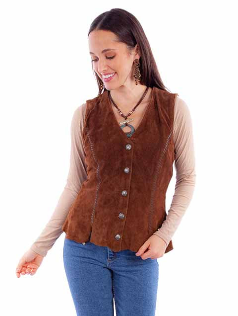 Scully Women's Leather Vest in Cafe Brown