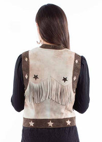 Scully Women's Star Leather Vest in Brown