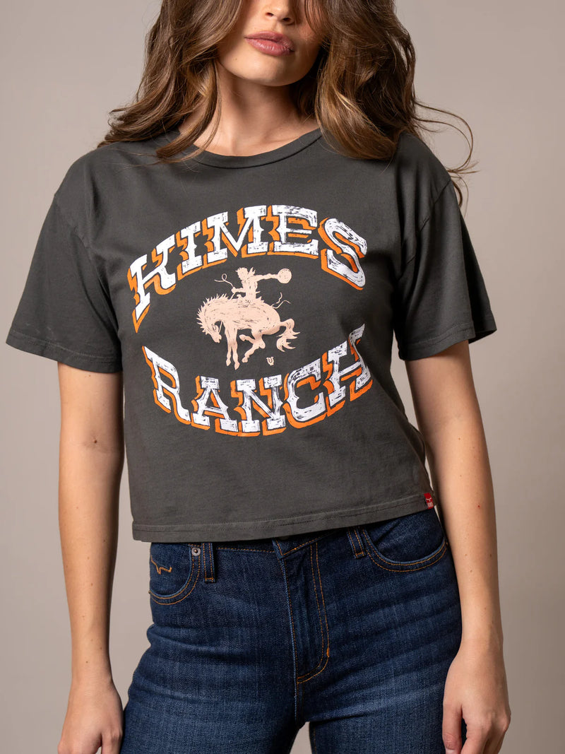 Kimes Ranch Lucky B Bucking Cropped Tee in Pepper
