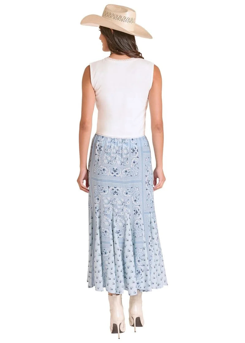 Panhandle Slim Women's Bandana Print Maxi Skirt in Cerulean